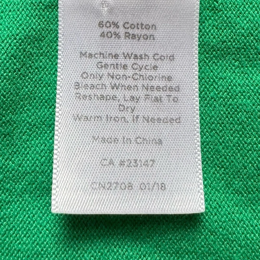Talbots Kelly Green Cardigan Sweater SP Scalloped Edge Small Petite PS - Picture 7 of 9